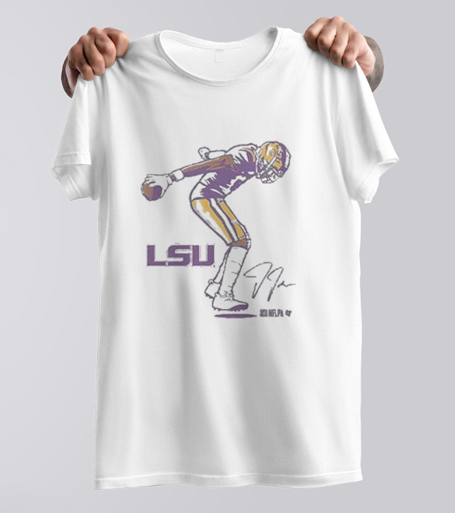 LSU Tigers Justin Jefferson NFL Superstar Pose Signature T-Shirt
