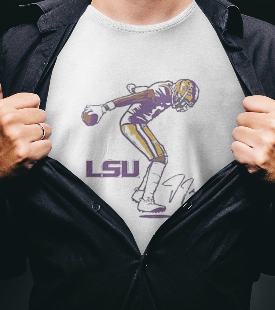 LSU Tigers Justin Jefferson NFL Superstar Pose Signature T-Shirt