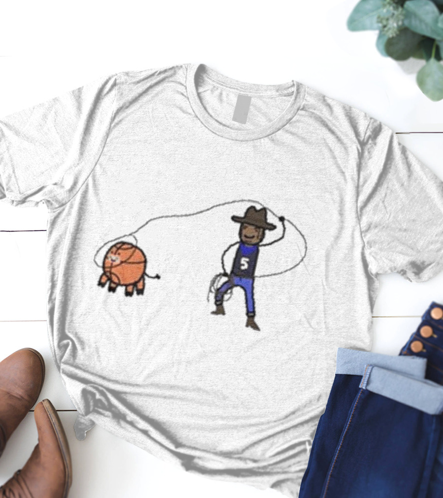 Paint Paolo Ranch-Ero Basketball Cowboy With Number Five T-Shirt