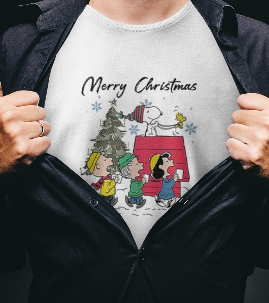 Merry Christmas Snoopy And Friends Winter Scene T-Shirt