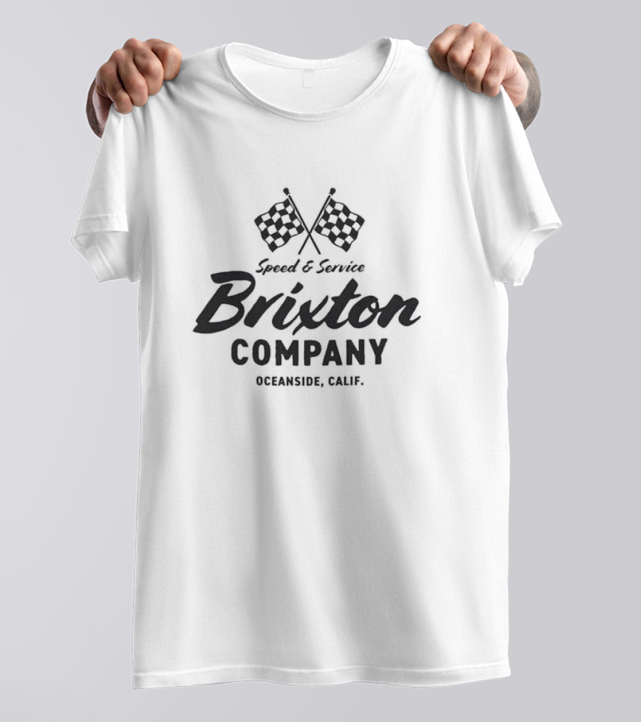 Speed And Service Brixton Company Oceanside Calif Racing Flags T-Shirt