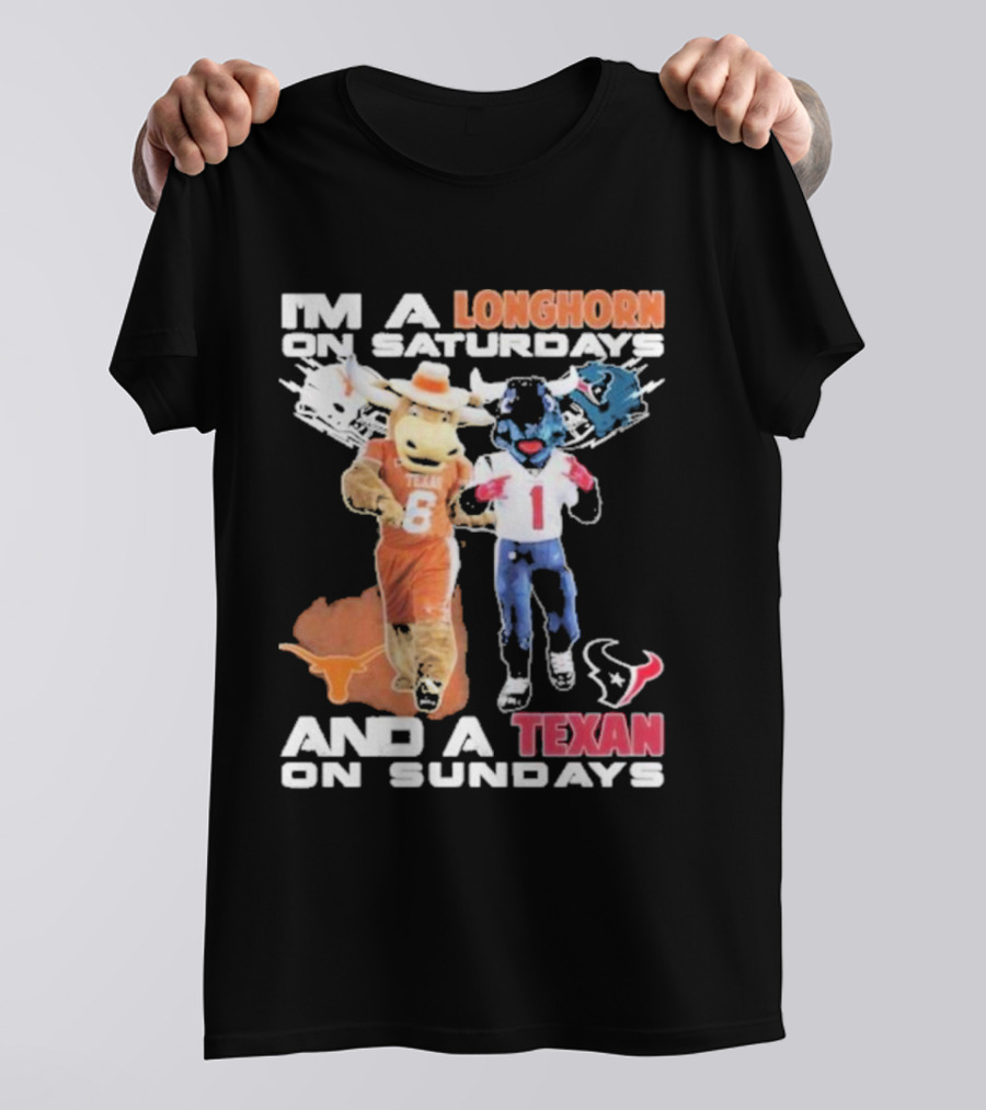 Longhorn On Saturdays Texan On Sundays Football Fan T-Shirt