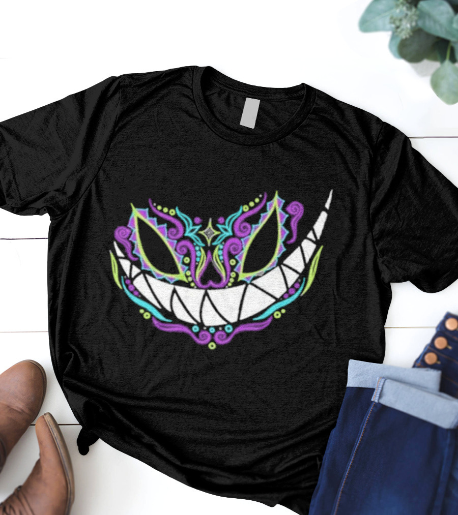 The Catrina Cheshire Cat Inspired Day Of The Dead Style Camiseta Relaxed T-Shirt