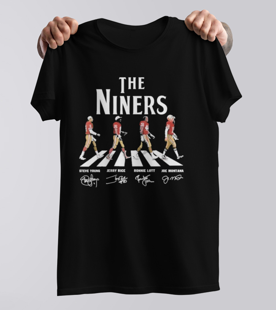 The Niners Steve Young Jerry Rice Ronnie Lott Joe Montana Abbey Road Walk T-Shirt