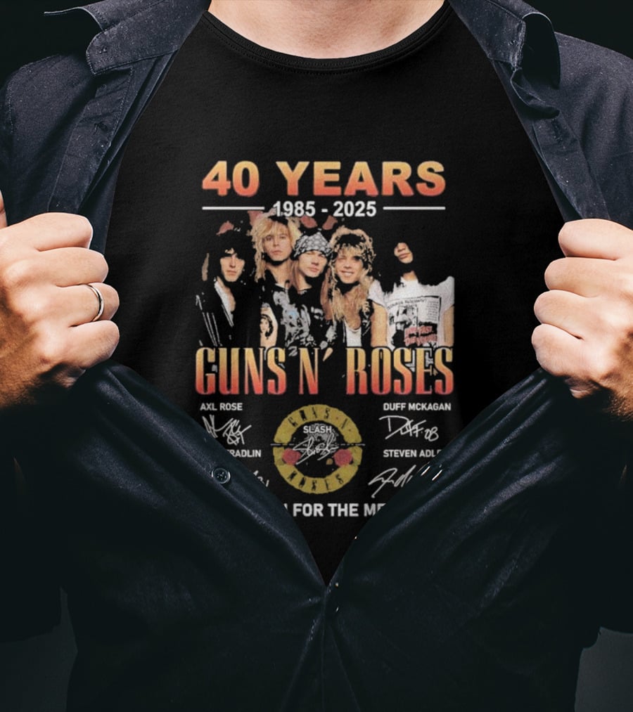 40 Years 1985-2025 Guns N’ Roses Thank You For The Memories Axl Rose Slash Duff McKagan Izzy Stradlin Steven Adler T-Shirt