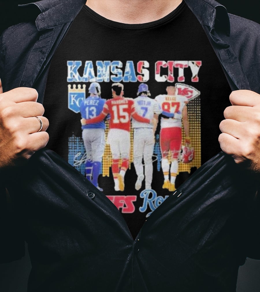 Kansas City Chiefs Royals Perez Mahomes Witt Jr Kelce T-Shirt