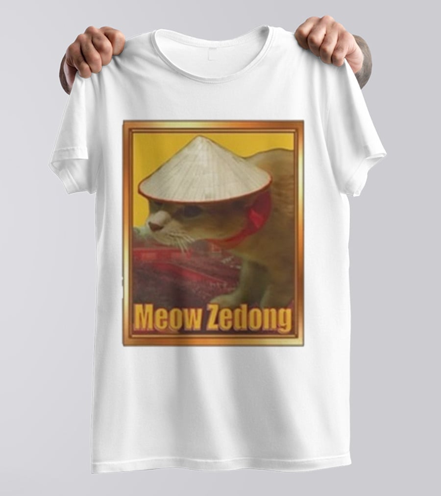 Funny Ahh Tees Meow Zedong Cat With Hat T-Shirt