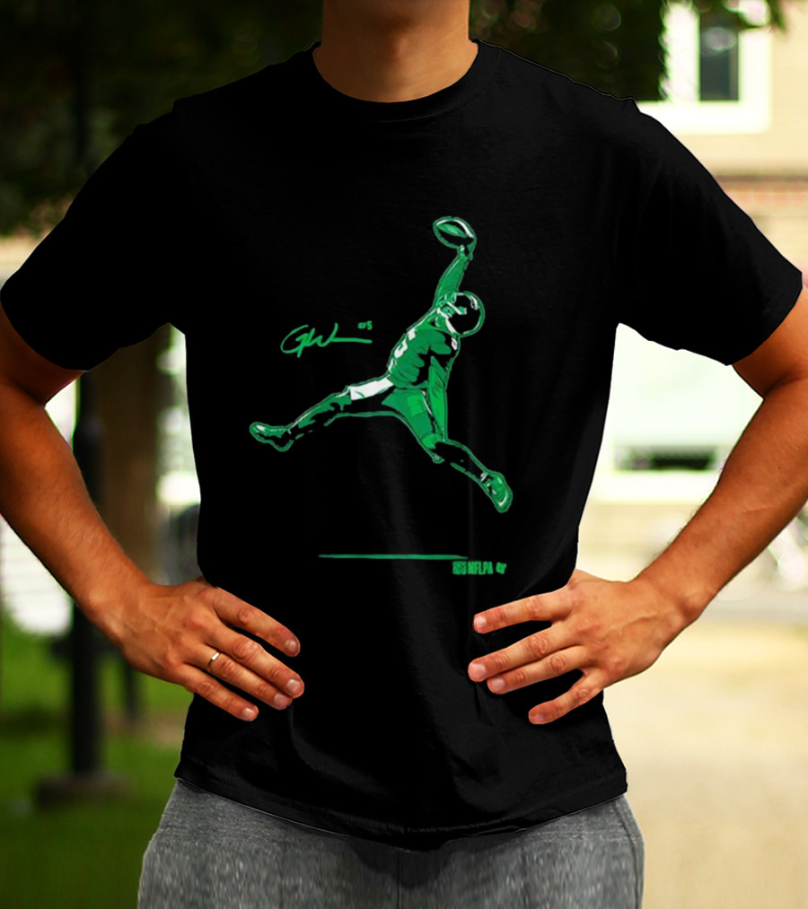 Garrett Wilson One-Handed Air Catch GW #5 NFLPA T-Shirt