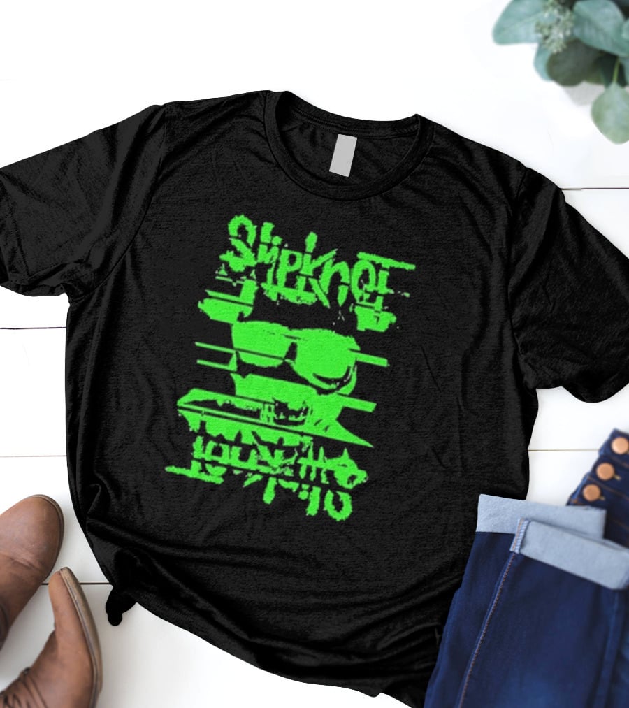 Slipknot The Thick Glitch Skull Neon Green T-Shirt