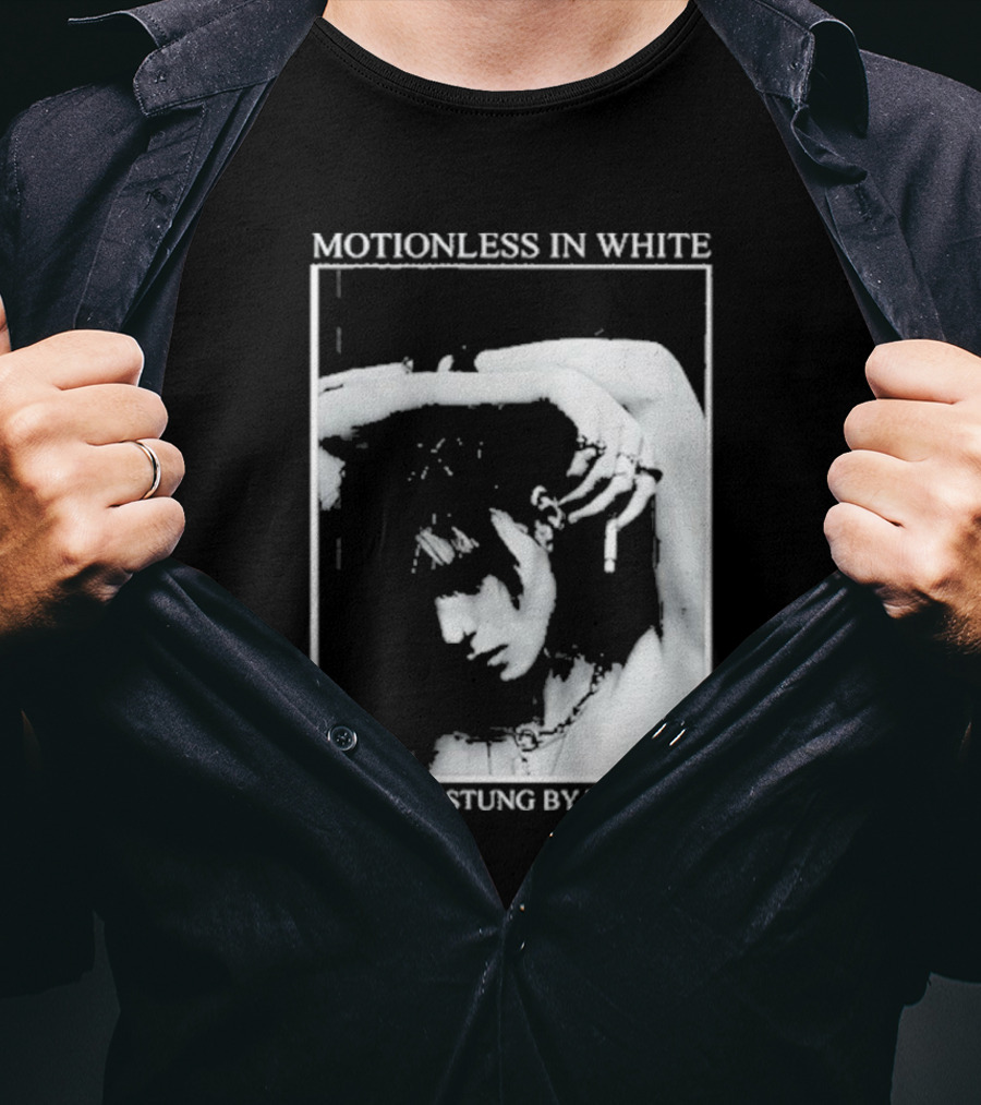 Motionless In White I've Been Stung By The Wasp Monochrome Portrait Image T-Shirt