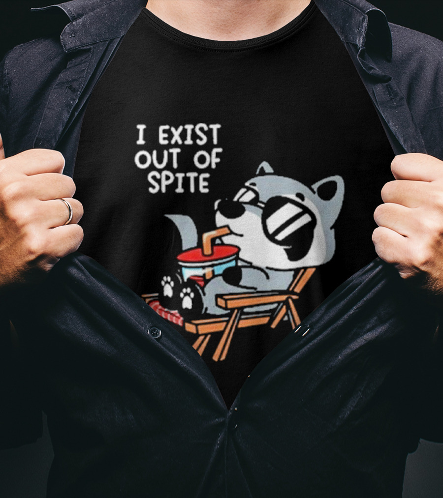 I Exist Out Of Spite Relaxing Raccoon With Sunglasses T-Shirt