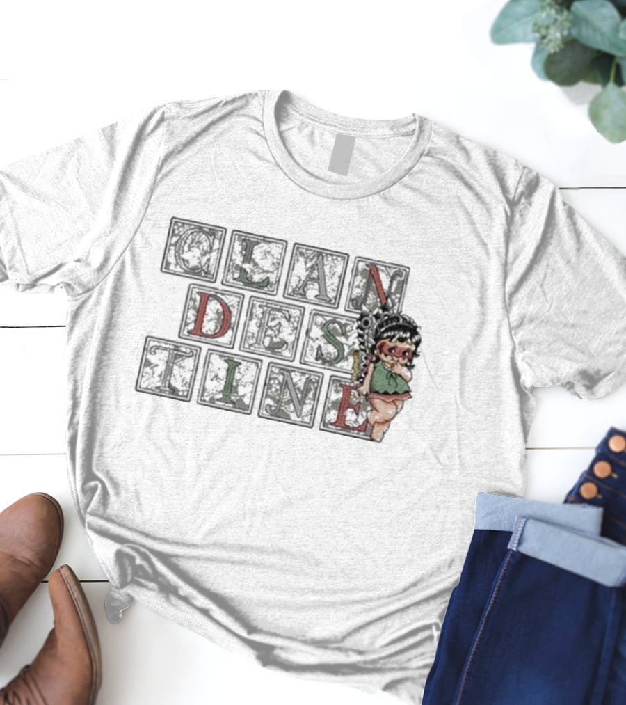 CLANDESTINE Blocks With Winged Fairy Character T-Shirt