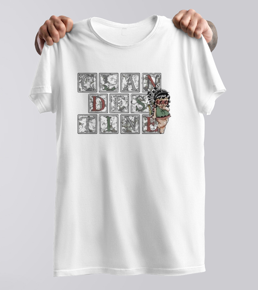 CLANDESTINE Blocks With Winged Fairy Character T-Shirt