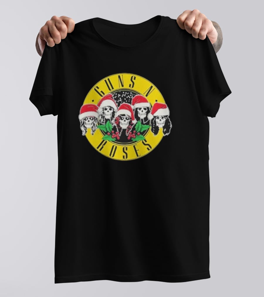 Guns N’ Roses Christmas Skulls Santa Hats T-Shirt
