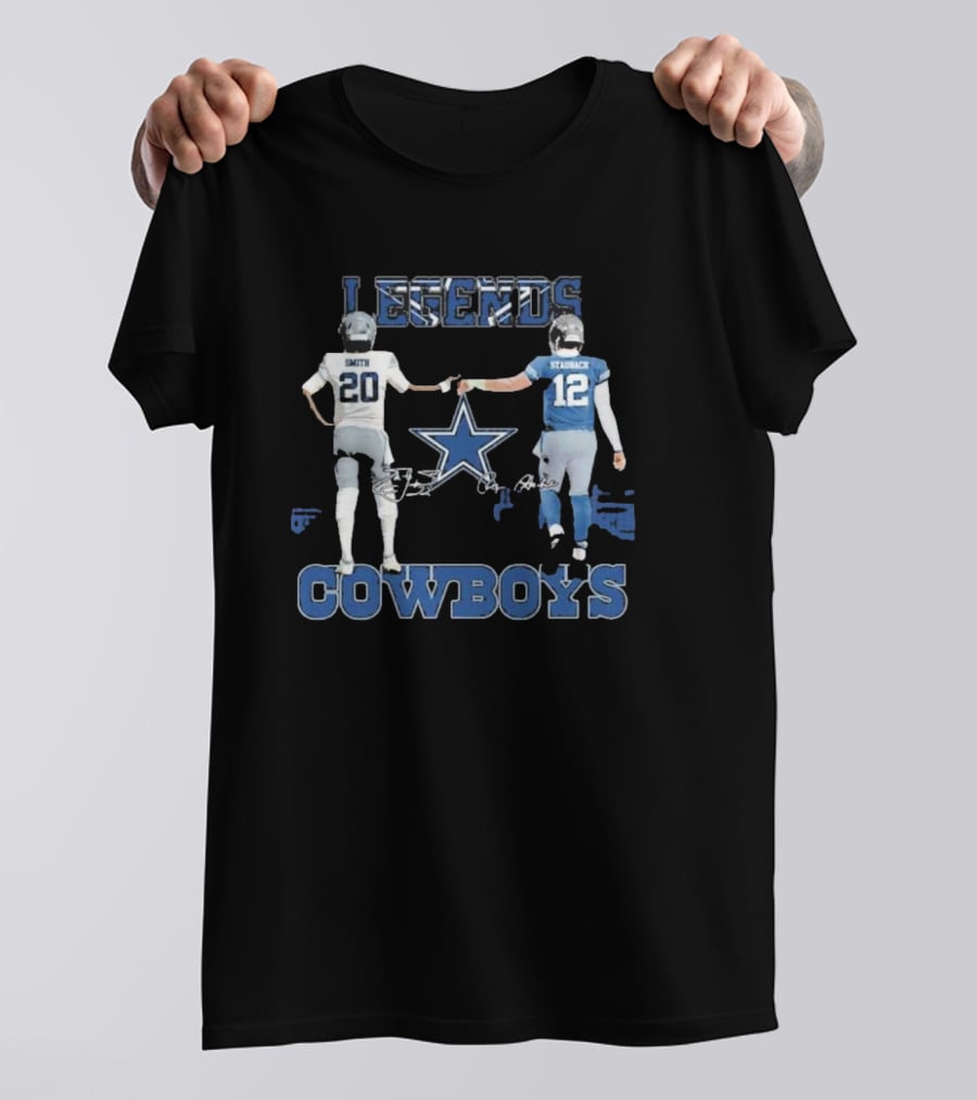Dallas Cowboys Legends Smith Staubach Iconic Duo Star T-Shirt