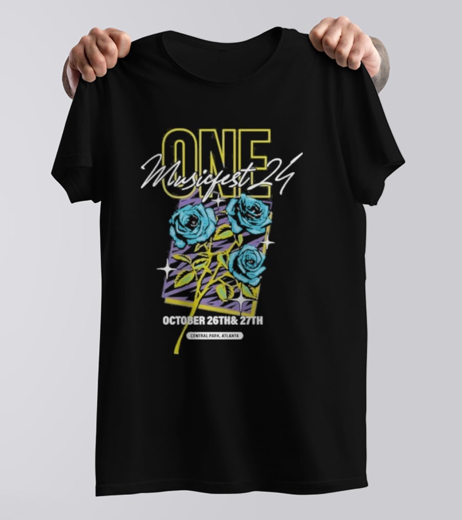 One Music Fest 24 October 26th And 27th Central Park Atlanta Blue Roses T-Shirt