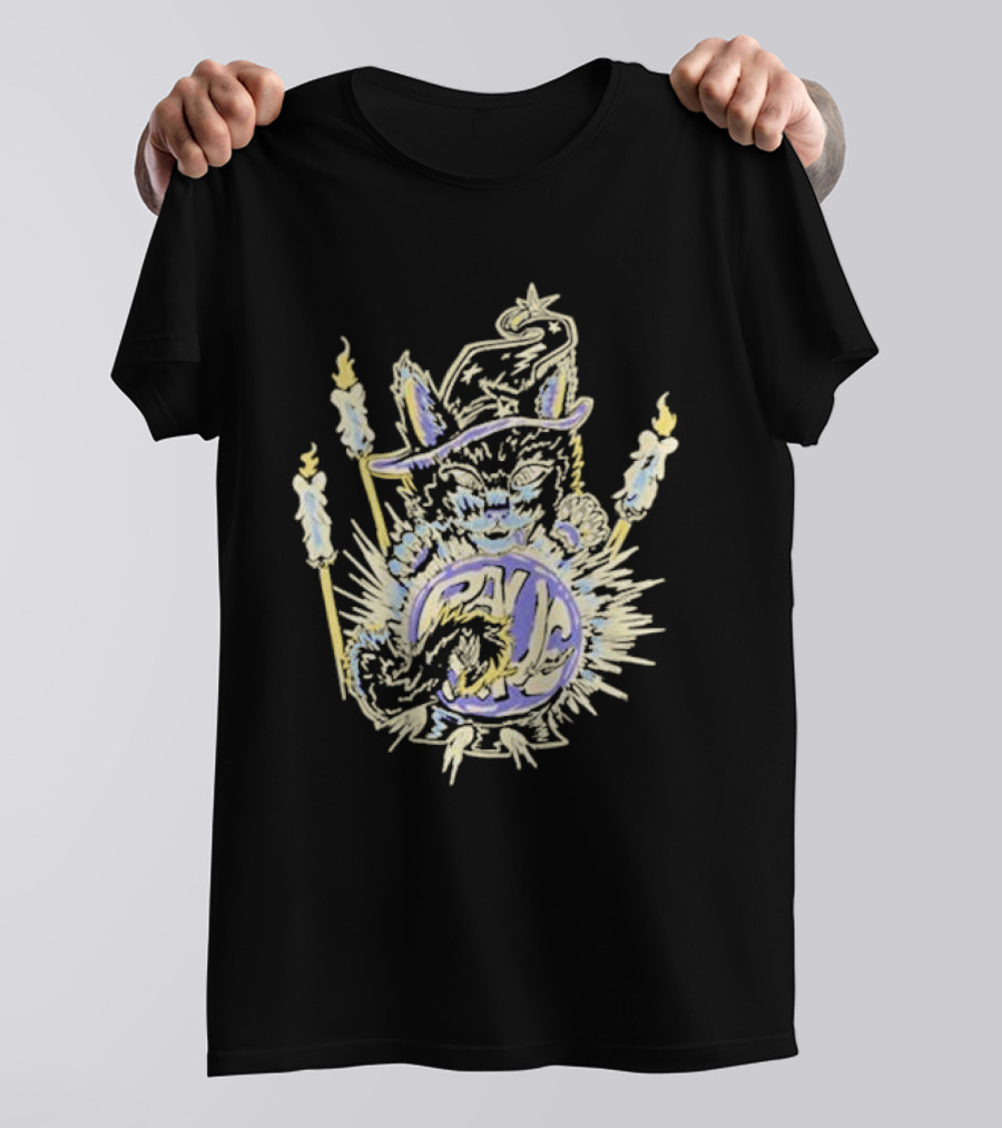 Shadow Wizard Karma Cat With Mystic Candles And Rave Sphere T-Shirt