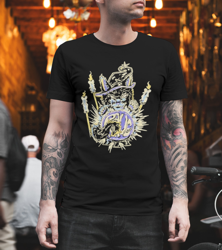 Shadow Wizard Karma Cat With Mystic Candles And Rave Sphere T-Shirt