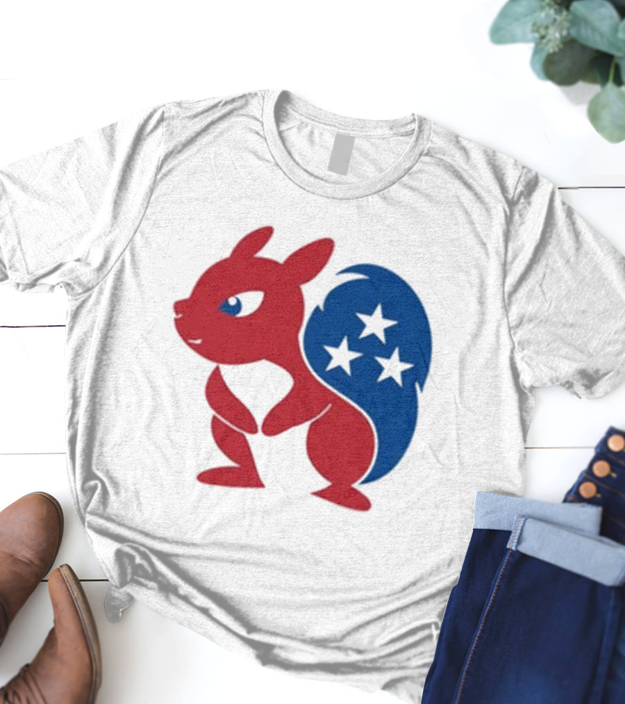 Squirrel Mascot With Stars And GOP Red White Blue T-Shirt