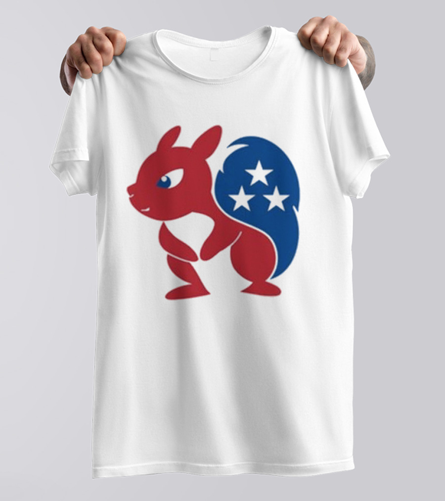 Squirrel Mascot With Stars And GOP Red White Blue T-Shirt