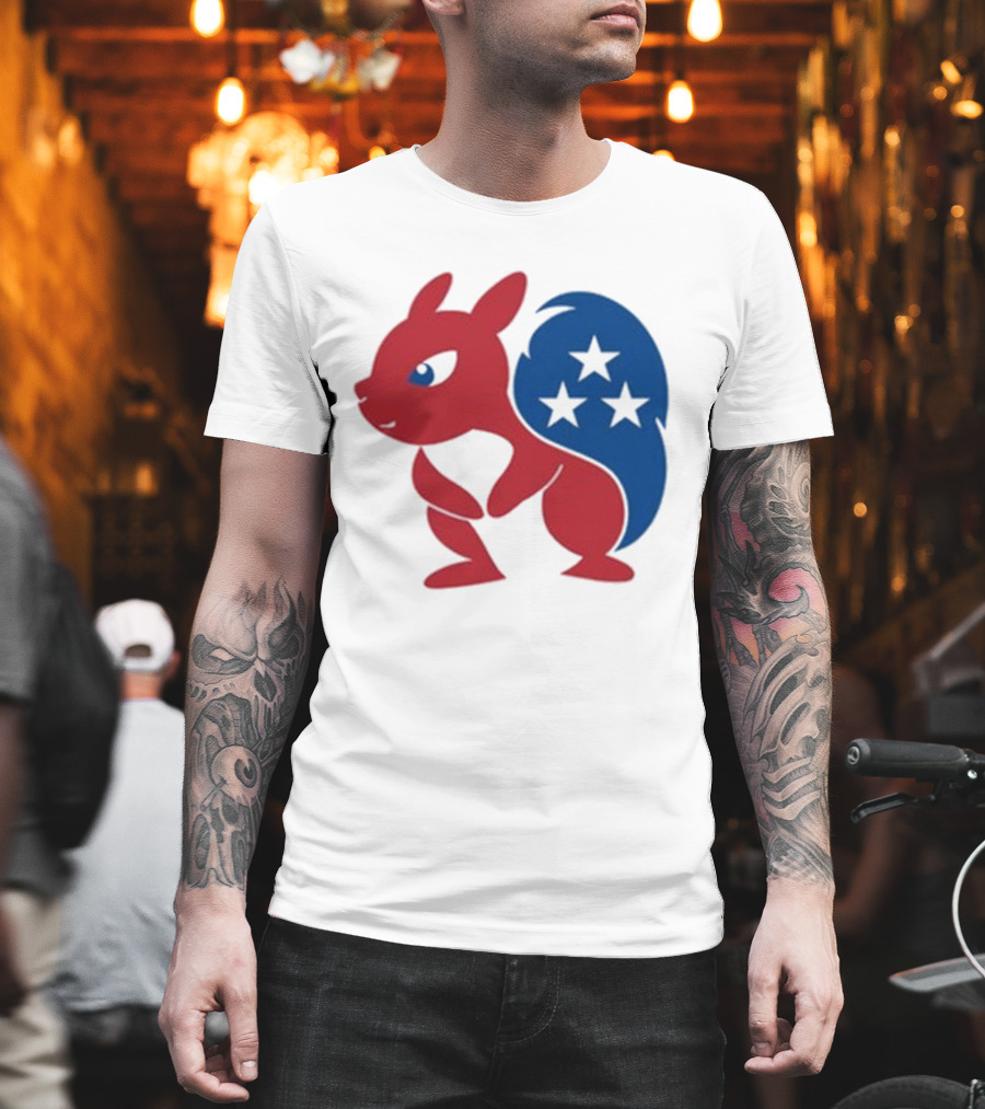 Squirrel Mascot With Stars And GOP Red White Blue T-Shirt