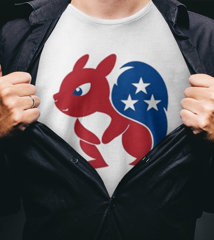 Squirrel Mascot With Stars And GOP Red White Blue T-Shirt