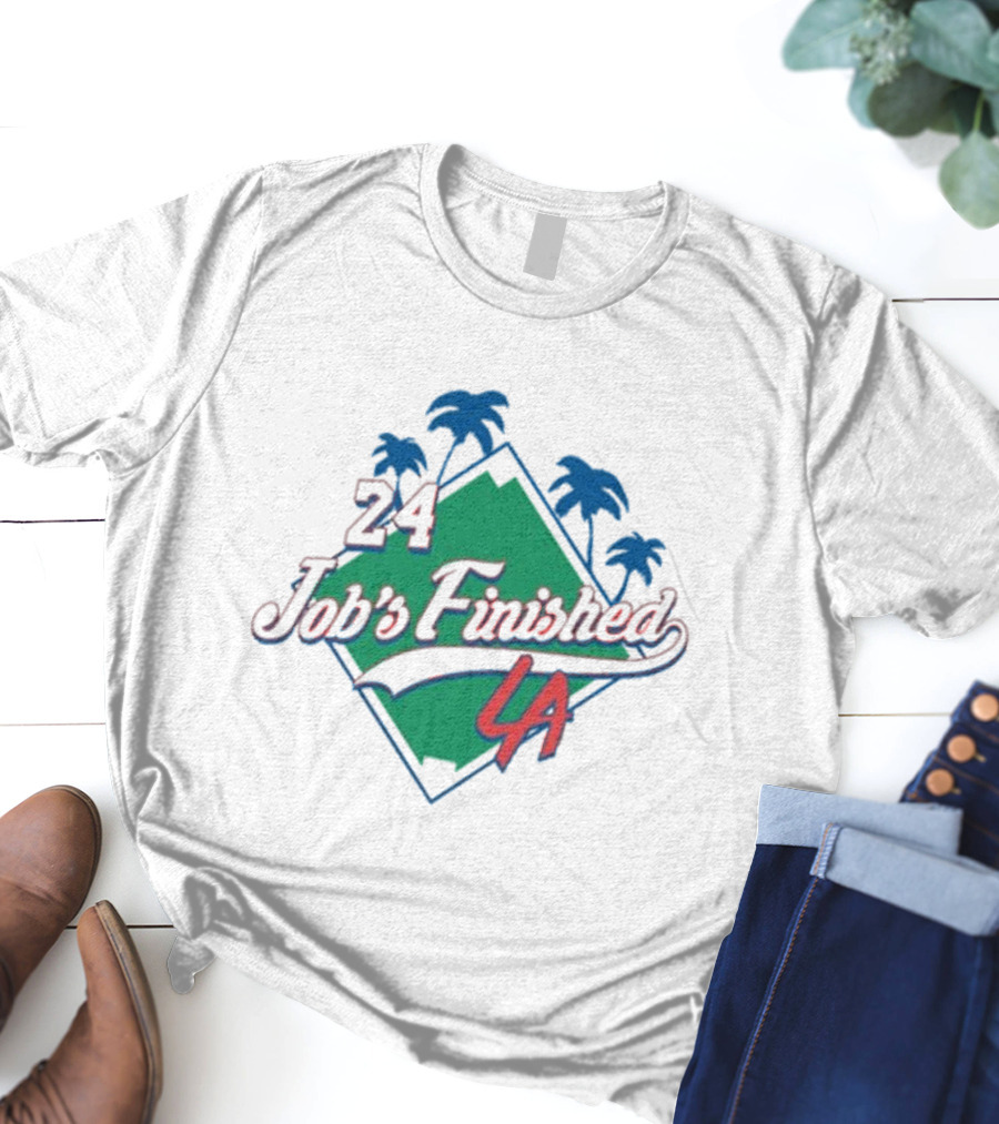 Jack Flaherty Dodgers LA 24 Job’s Finished Palm Trees T-Shirt