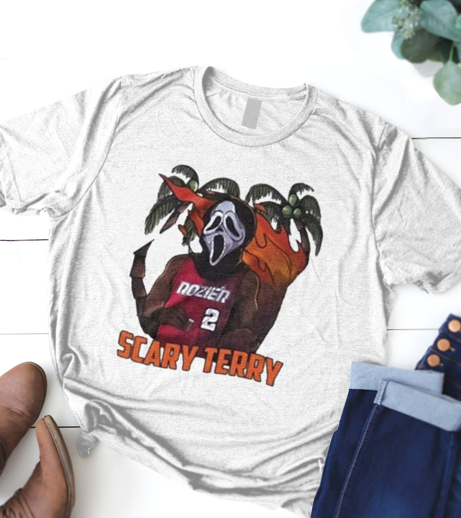 Scary Terry Rozier 2 Ghostface Basketball Tropical Flame Costume T-Shirt