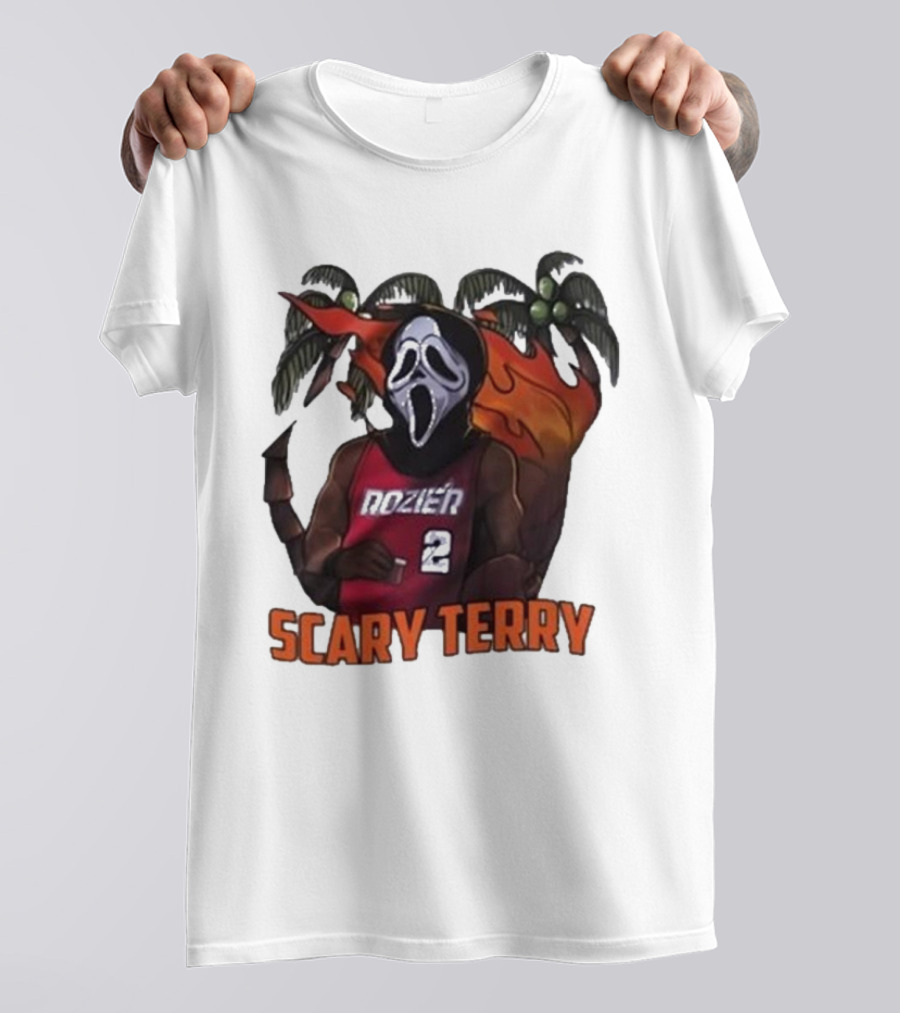 Scary Terry Rozier 2 Ghostface Basketball Tropical Flame Costume T-Shirt