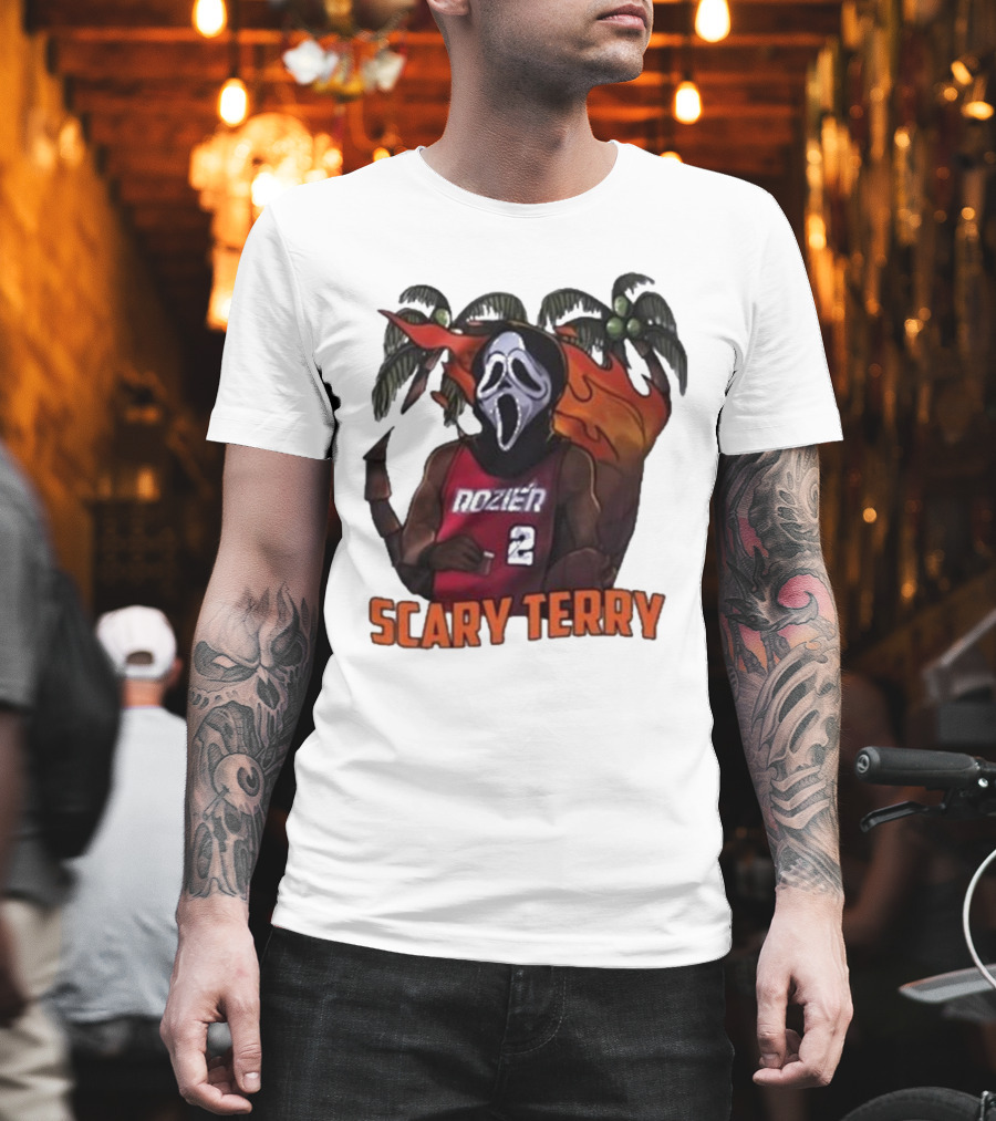 Scary Terry Rozier 2 Ghostface Basketball Tropical Flame Costume T-Shirt