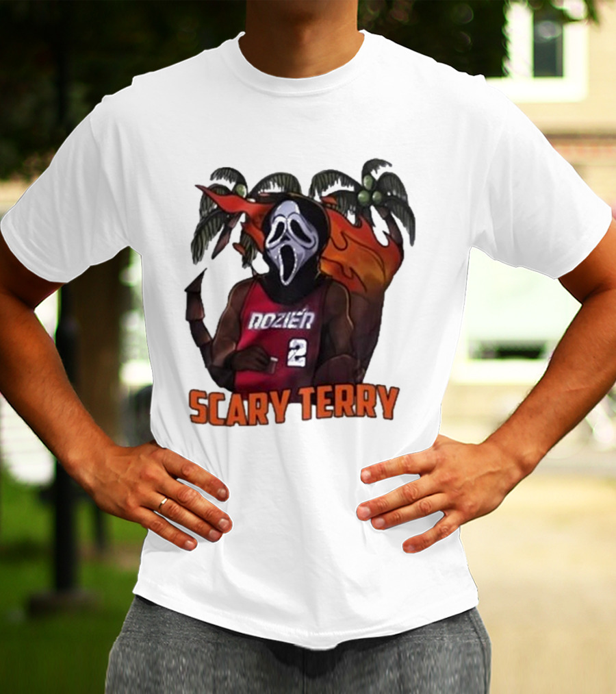Scary Terry Rozier 2 Ghostface Basketball Tropical Flame Costume T-Shirt