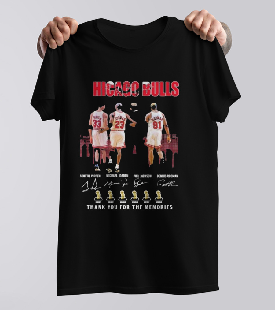 Chicago Bulls Scottie Pippen Michael Jordan Phil Jackson Dennis Rodman Thank You For The Memories T-Shirt