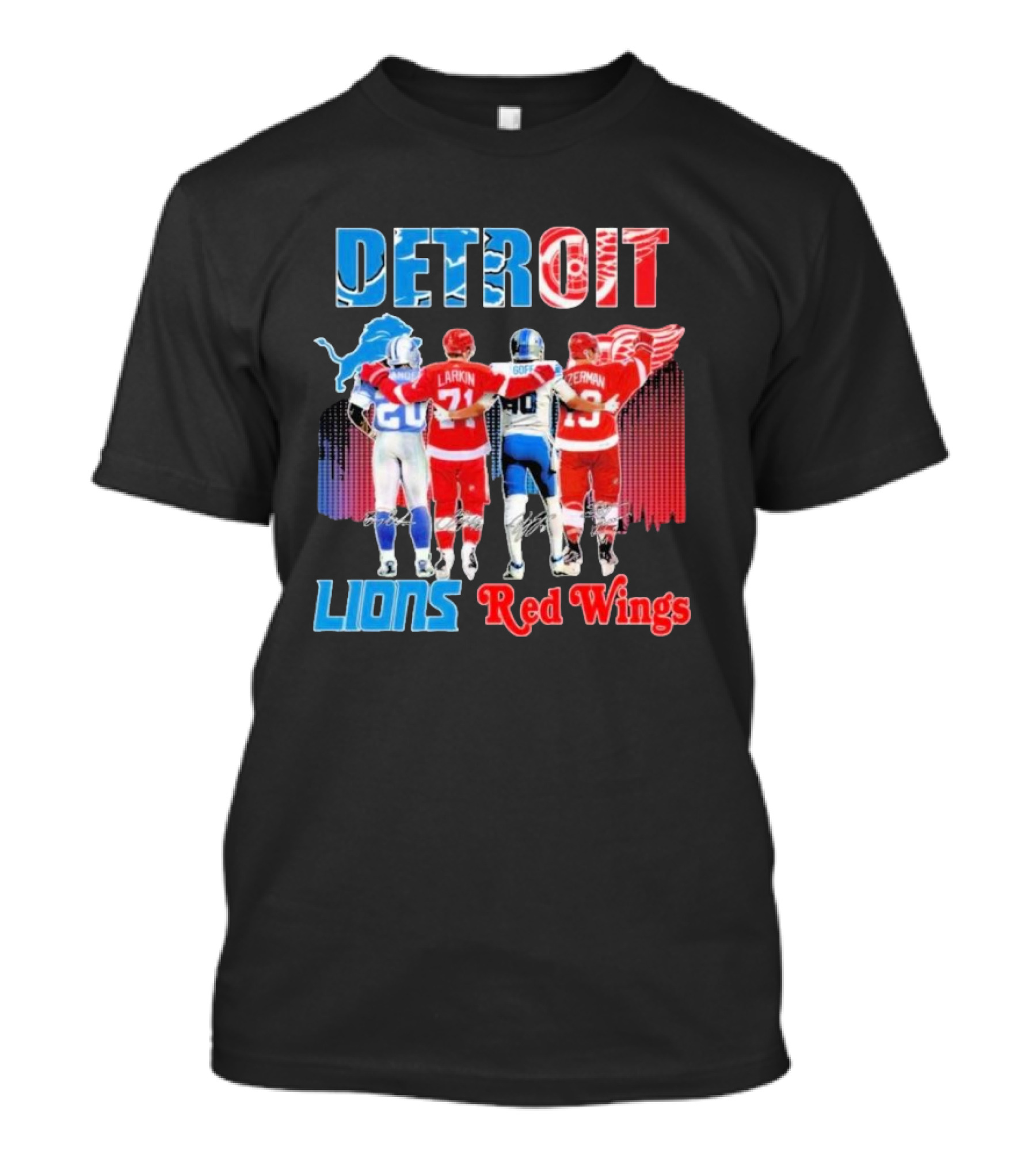 Detroit Lions Red Wings Legends Larkin Goff Yzerman T-Shirt