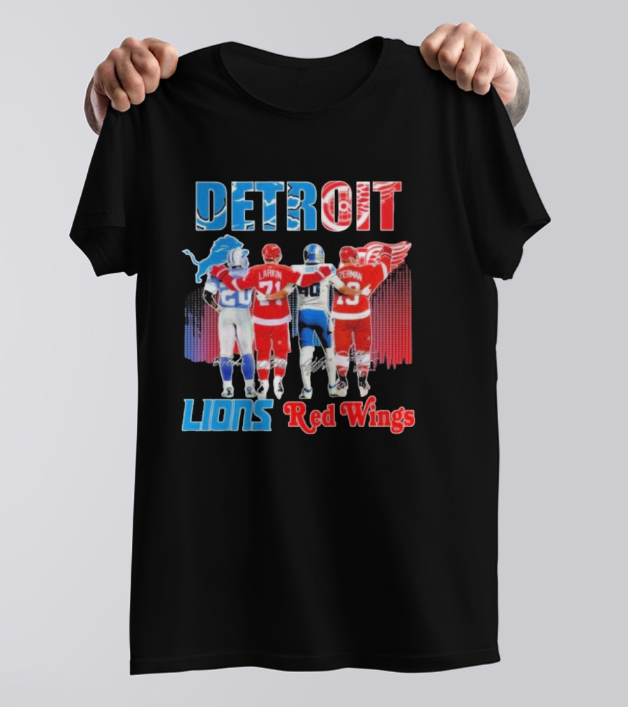 Detroit Lions Red Wings Legends Larkin Goff Yzerman T-Shirt