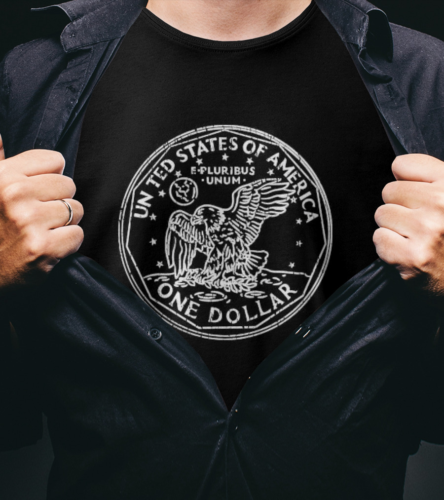 United States Of America One Dollar Coin E Pluribus Unum Eagle Usa Money Cash T-Shirt