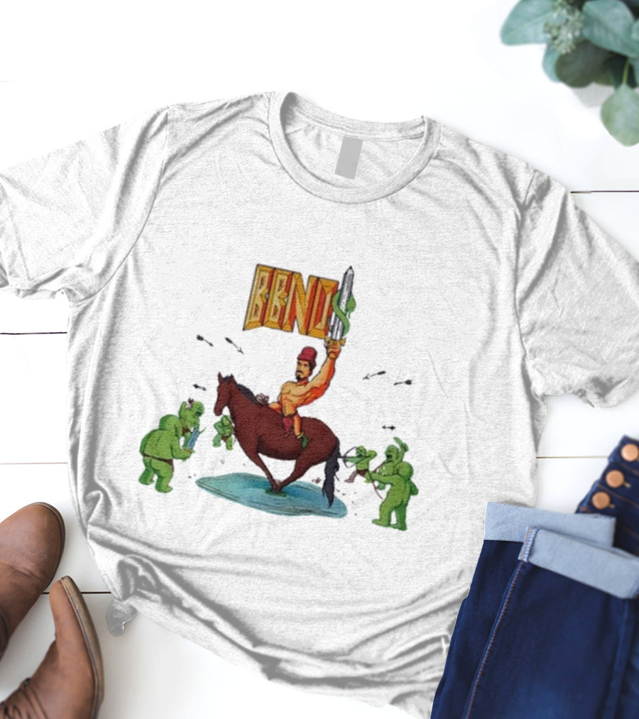 BBNo$ Sword Riding Horse Surrounded By Green Creatures T-Shirt