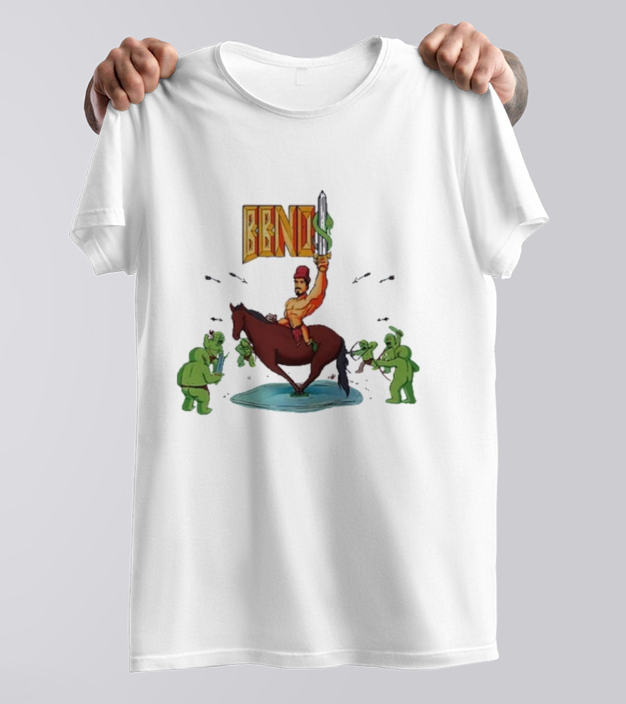 BBNo$ Sword Riding Horse Surrounded By Green Creatures T-Shirt