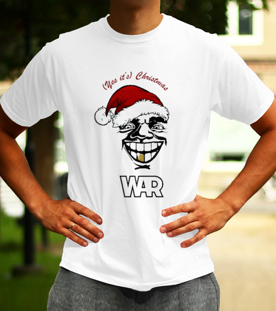 WAR Yes It’s Christmas Santa Grinning Face T-Shirt
