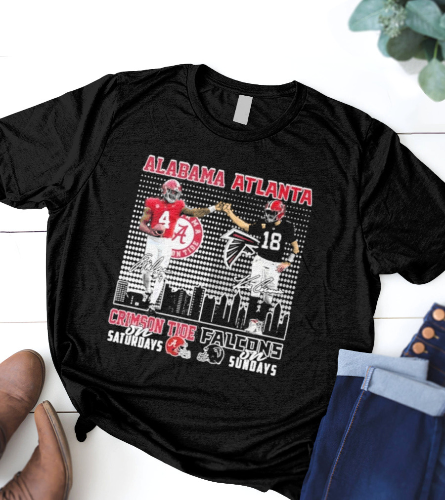 Alabama Atlanta Crimson Tide On Saturdays Falcons On Sundays T-Shirt