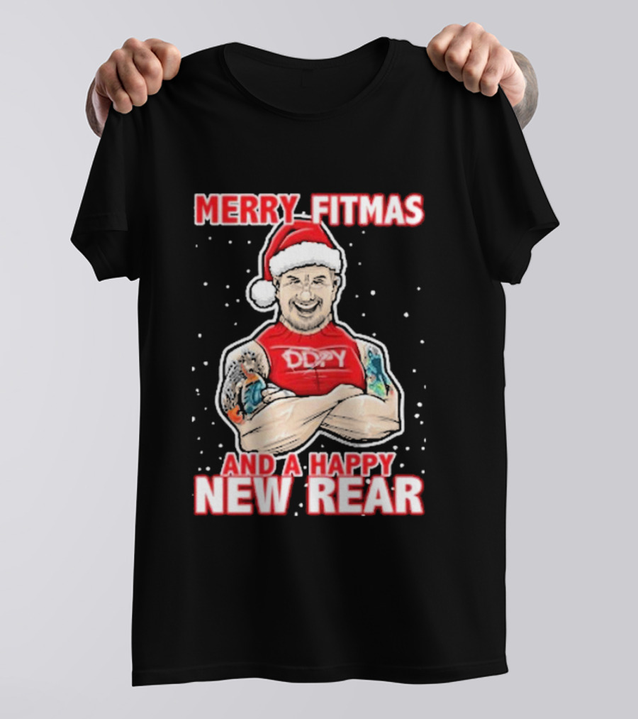 Merry Fitmas And A Happy New Rear DDPY Santa Hat Tattoos T-Shirt