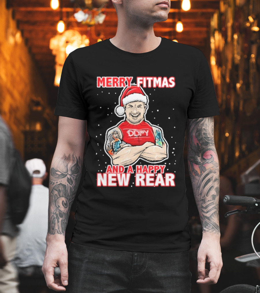Merry Fitmas And A Happy New Rear DDPY Santa Hat Tattoos T-Shirt