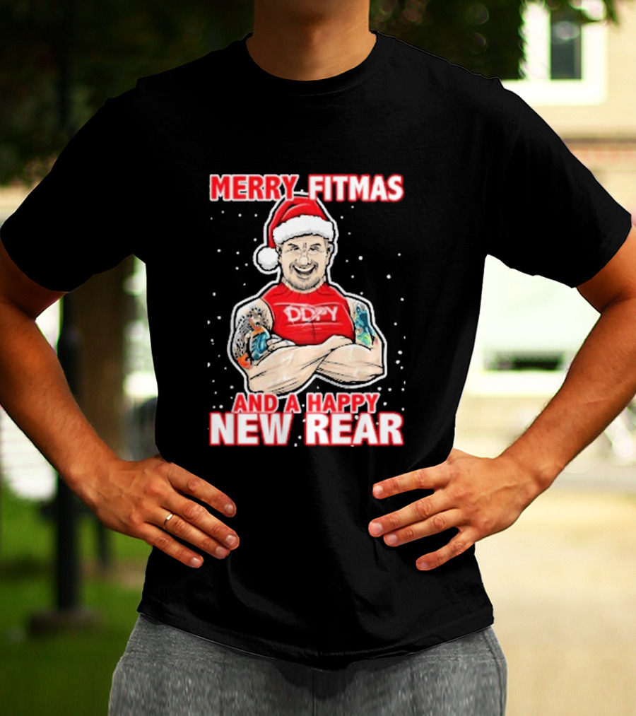 Merry Fitmas And A Happy New Rear DDPY Santa Hat Tattoos T-Shirt