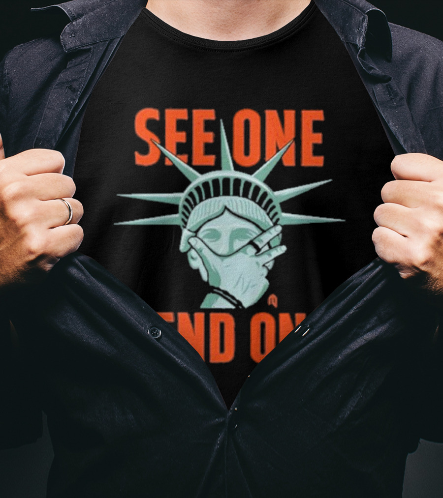 See One Send One Statue Of Liberty Covering Eyes T-Shirt