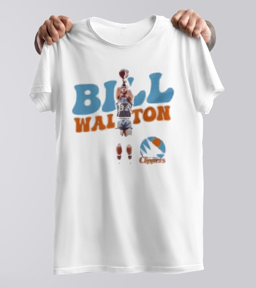 Bill Walton San Diego Clippers Basketball 70s Retro Style Logo And Player Action T-Shirt