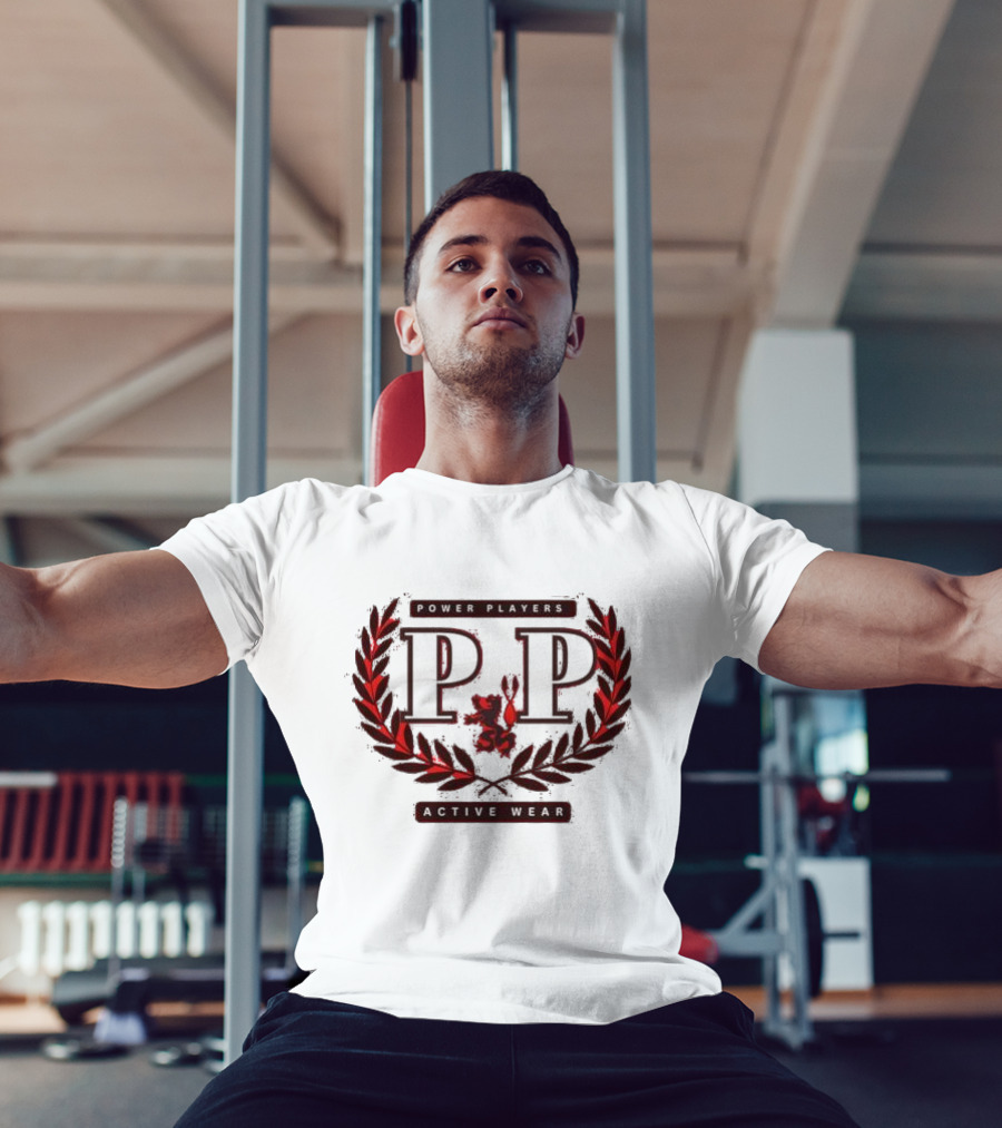 Power Players Active Wear PP Laurels Lion Emblem T-Shirt
