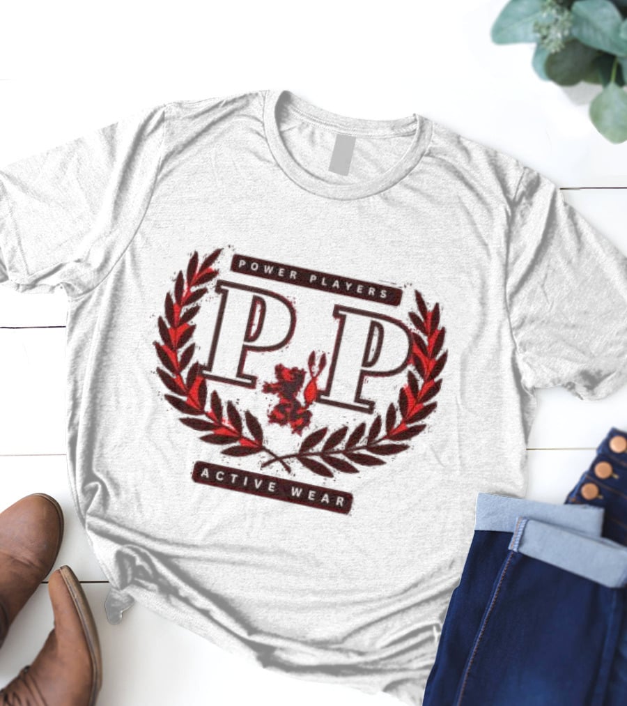 Power Players Active Wear PP Laurels Lion Emblem T-Shirt
