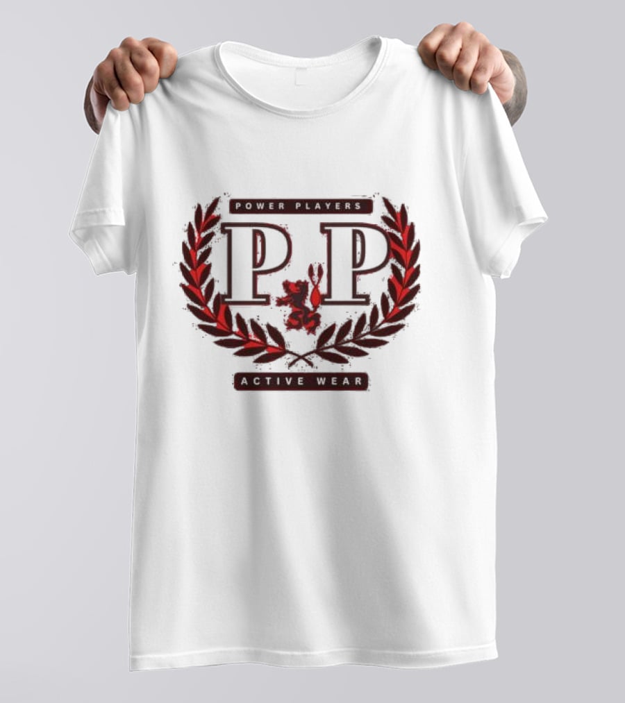 Power Players Active Wear PP Laurels Lion Emblem T-Shirt