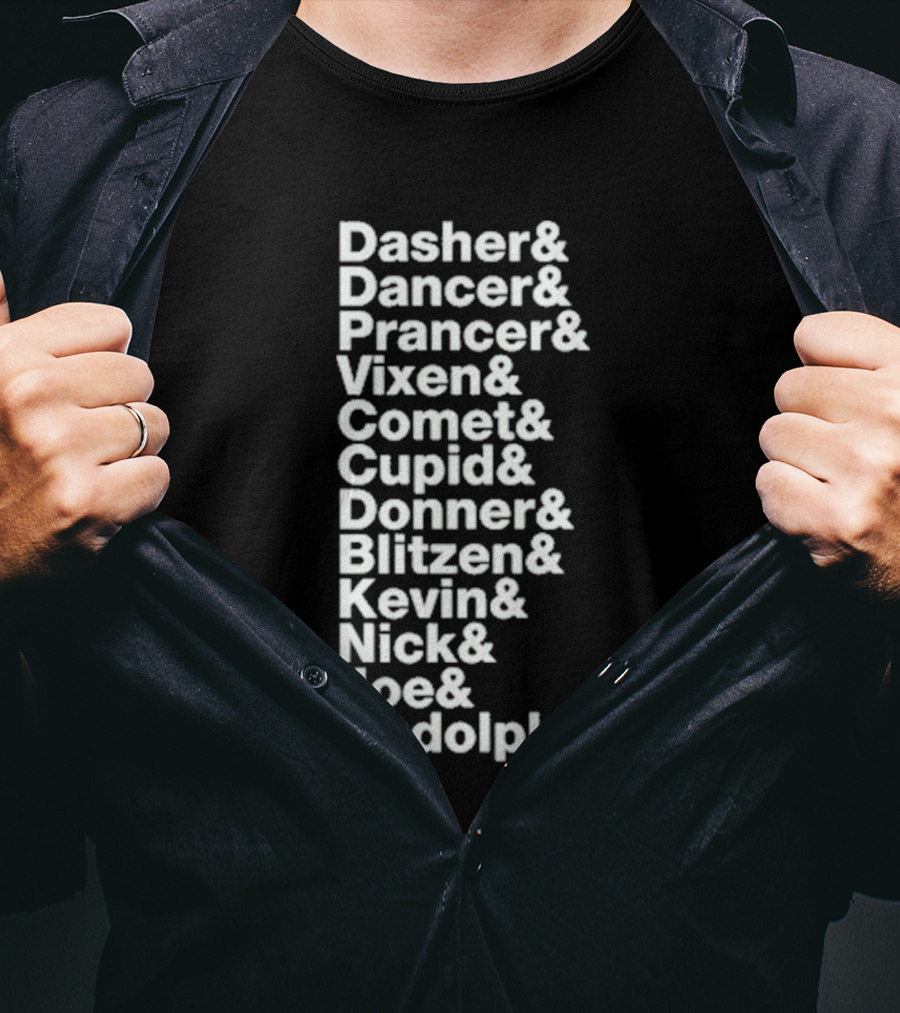 Reindeer X Jonas Brothers Kevin Nick Joe Green Playlist T-Shirt