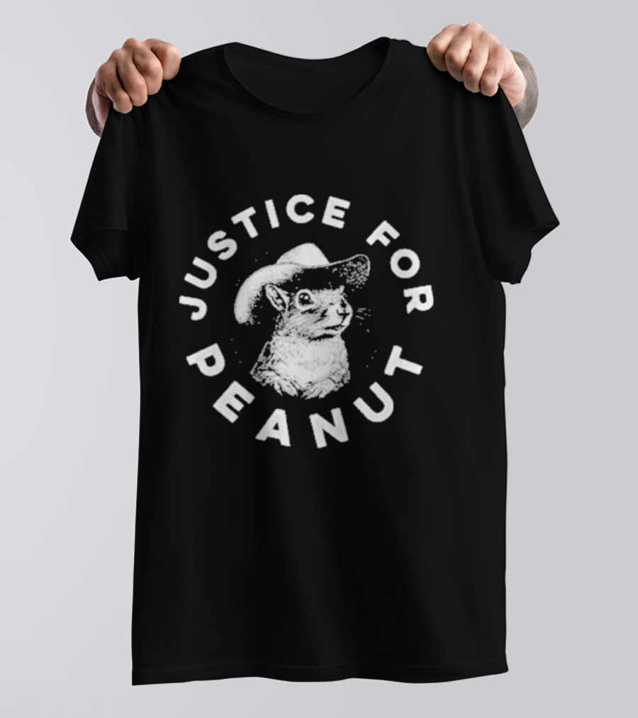 Squirrel Cowboy Justice For Peanut Iconic Text Circle T-Shirt