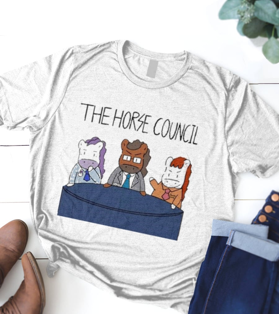 Jimothy Cool The Horse Council Cartoon Panel Meeting T-Shirt